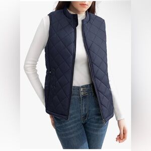 Women's Vest, Quilted Puffer Water-Resistant Zip With Pockets Size XS